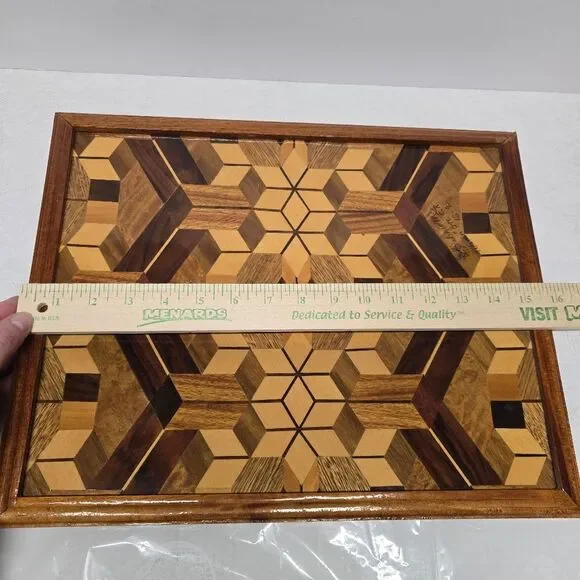 Vintage Wood Mix Mosaic Barn Quilt 3D Wall Art Rustic Cottage Decor Costa Rica - Picture 7 of 10